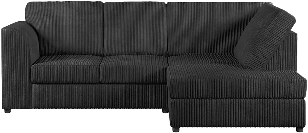 Jumbo Cord High Back Corner Sofa in Black – right hand side