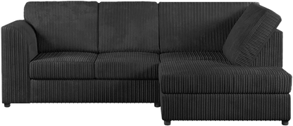 Jumbo Cord High Back Corner Sofa in Black – right hand side