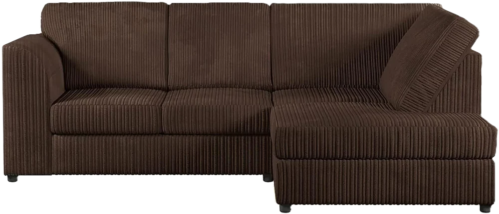 Jumbo Cord High Back Corner Sofa in Brown – right hand side