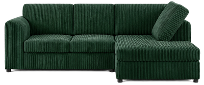 Jumbo Cord High Back Corner Sofa in Green – right hand side