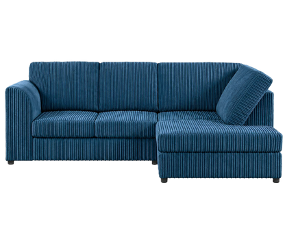 Jumbo Cord High Back Corner Sofa in Navy – right hand side