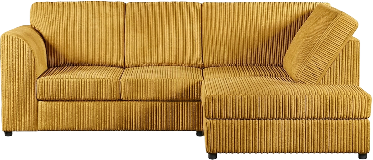 Jumbo Cord High Back Corner Sofa in Yellow – right hand side