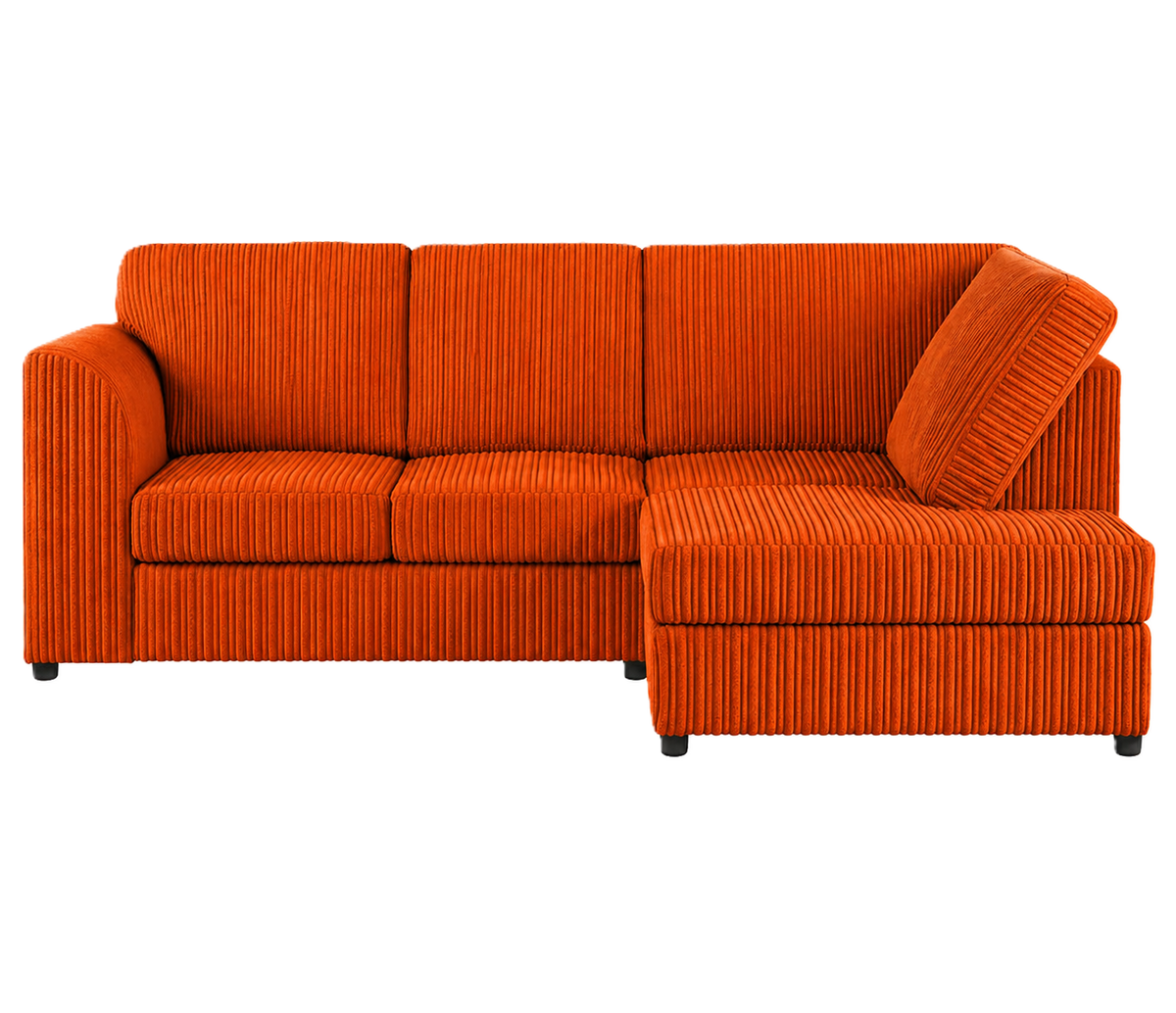 Jumbo Cord High Back Corner Sofa in Orange – right hand side
