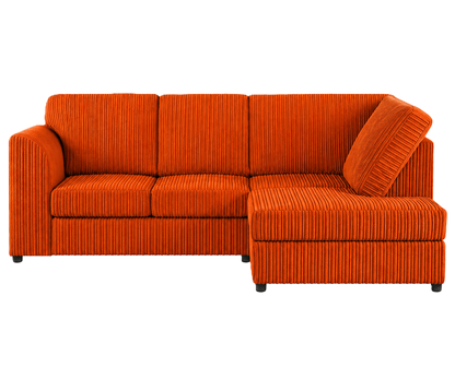 Jumbo Cord High Back Corner Sofa in Orange – right hand side