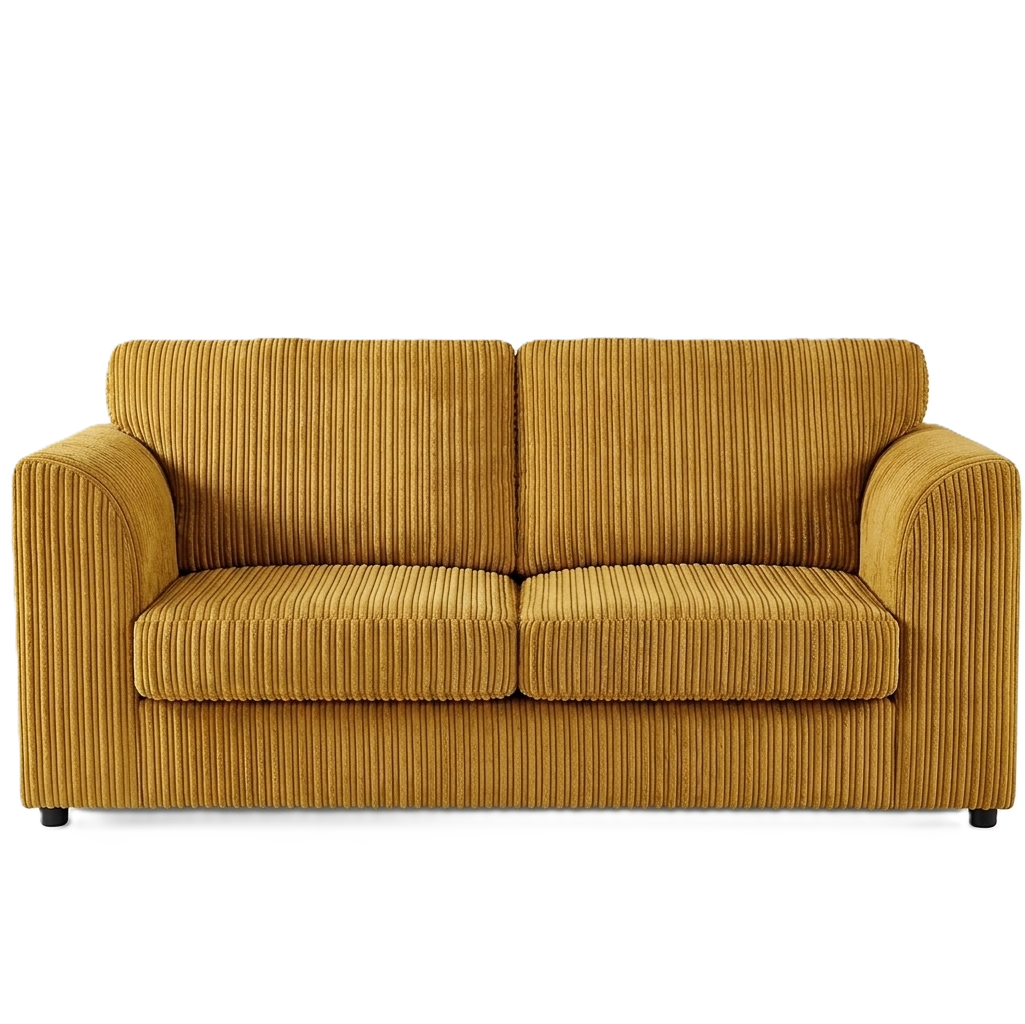 Jumbo Cord High Back Sofa 2 Seater in Yellow jumbo cord