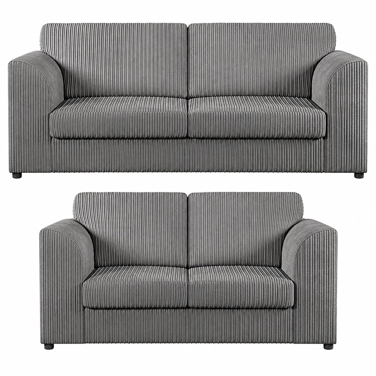 Jumbo Cord High Back Sofa Set 3+2 Seater in Grey jumbo cord
