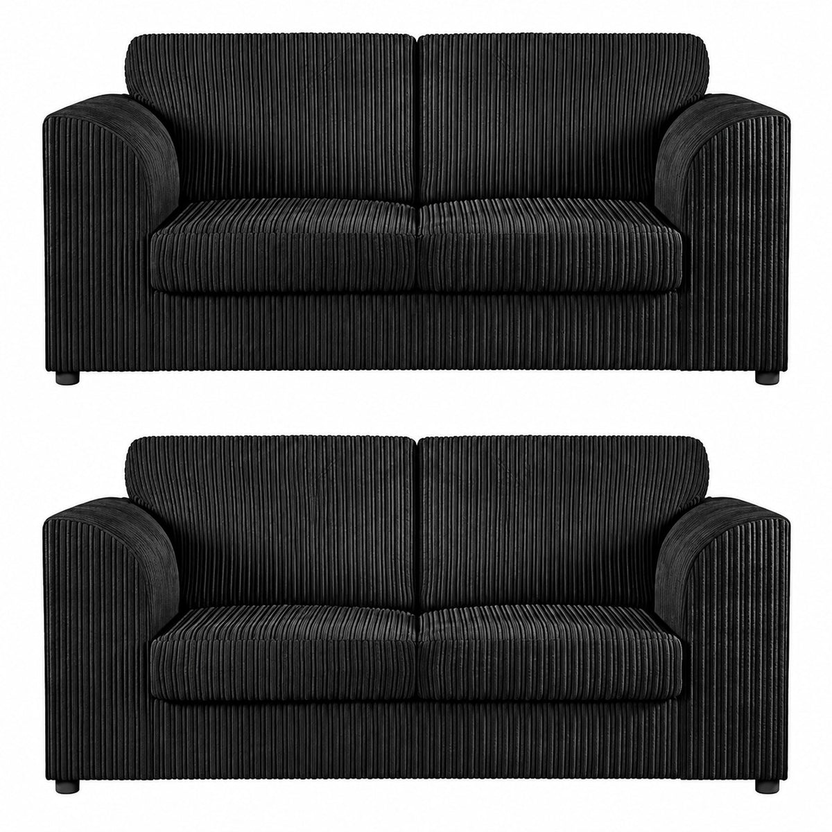 Jumbo Cord High Back Sofa Set 3+2 Seater in Black jumbo cord