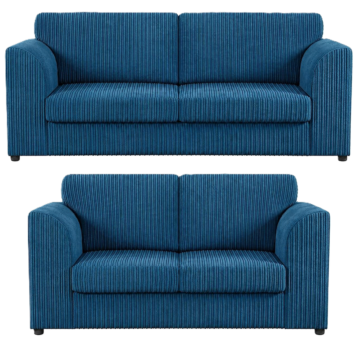 Jumbo Cord High Back Sofa Set 3+2 Seater in Navy jumbo cord