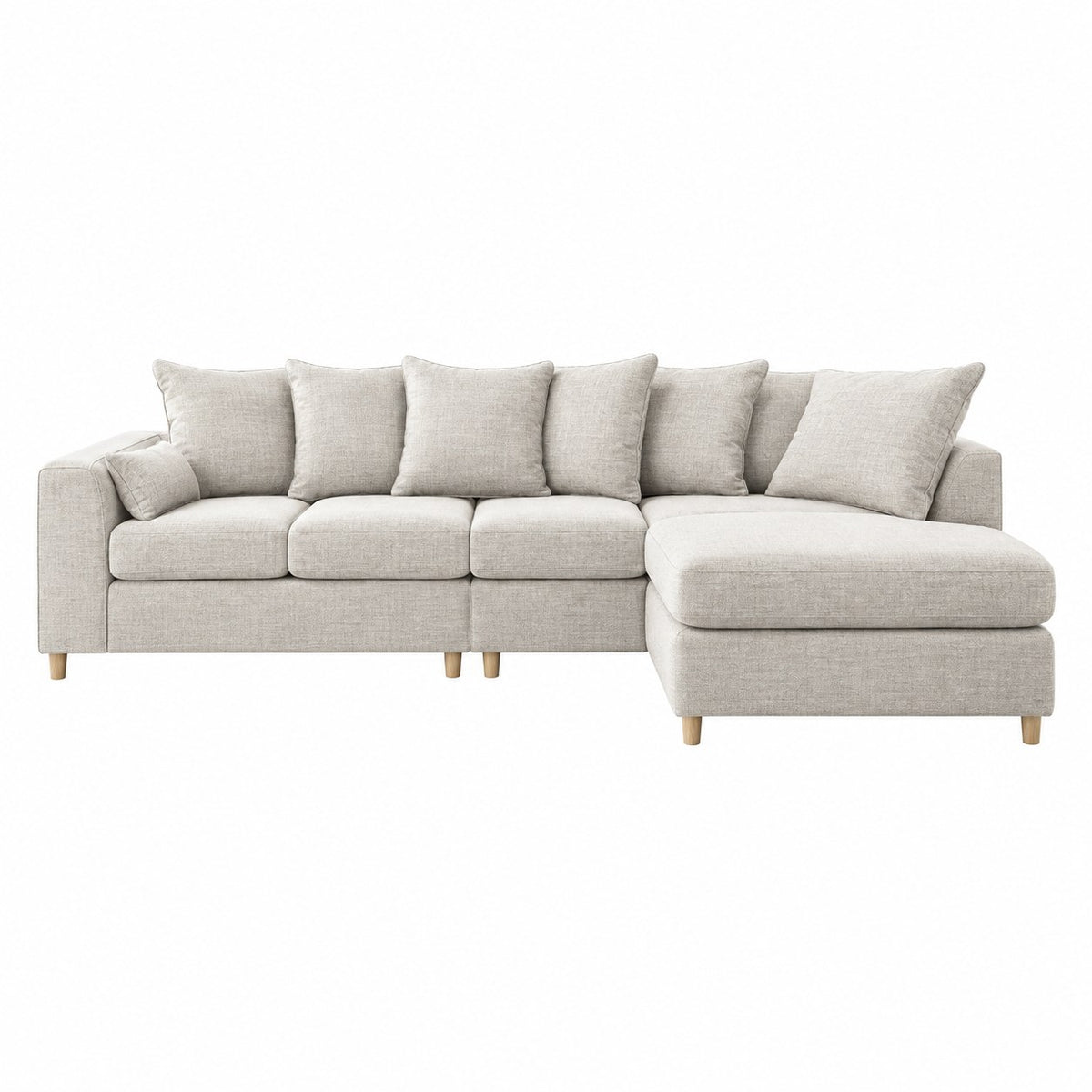 Jumbo Cord L-Shape Chaise Corner Sofa in Cream jumbo cord, right hand chaise