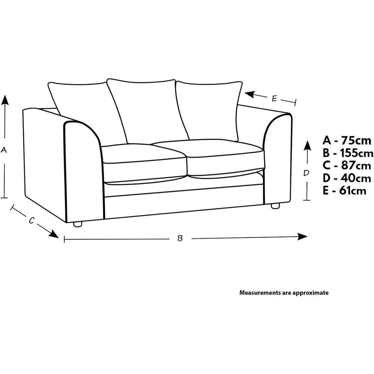 Jumbo Cord Scatter Back Sofa 2 Seater in jumbo cord – detail view 3