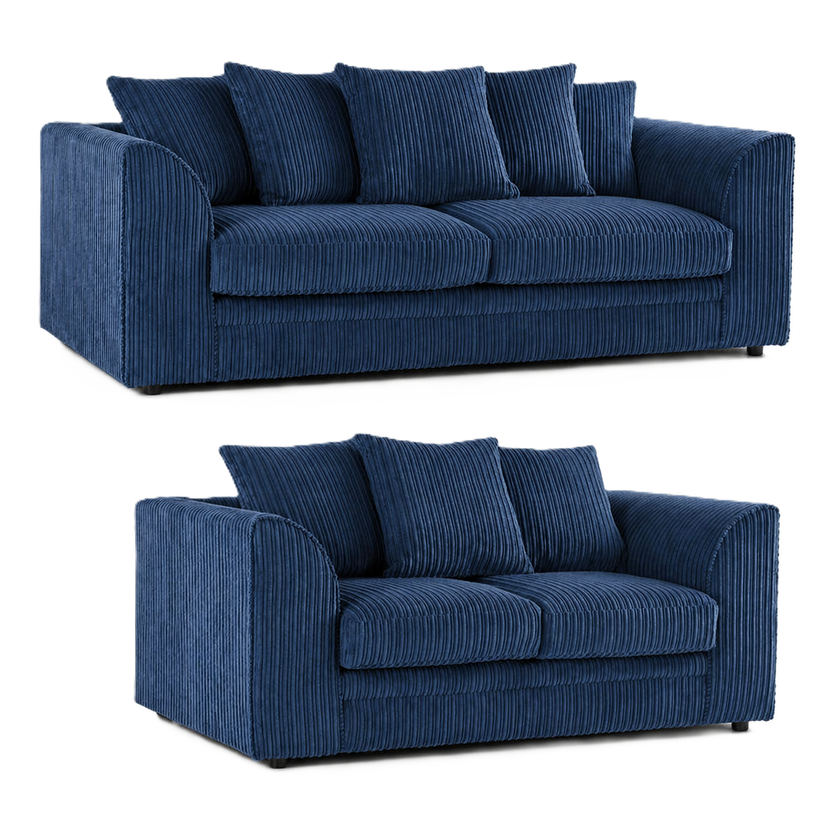 Jumbo Cord Scatter Back Sofa Set 3+2 Seater Set in Navy jumbo cord