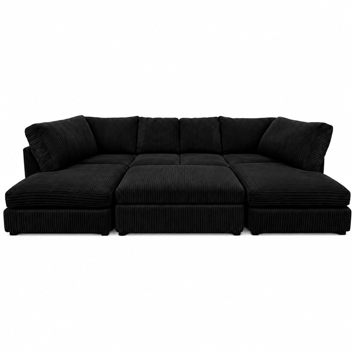 Jumbo Cord U-Shape Sofa with Footstool – Full Back in jumbo cord – detail view 1