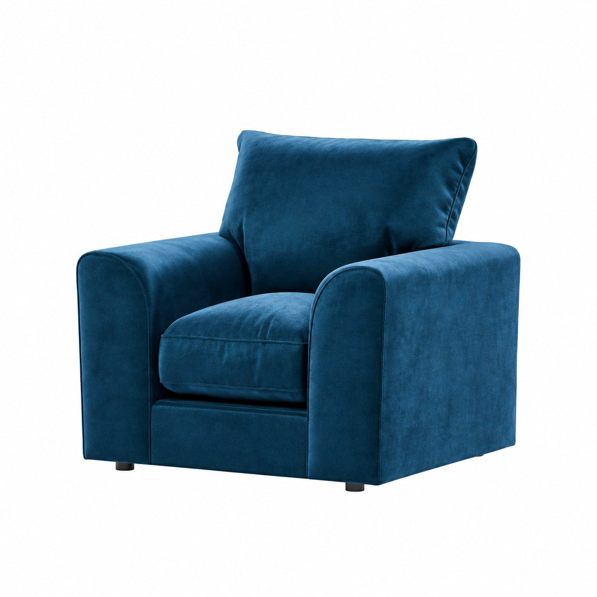 Plush Velvet Armchair in Blue plush velvet