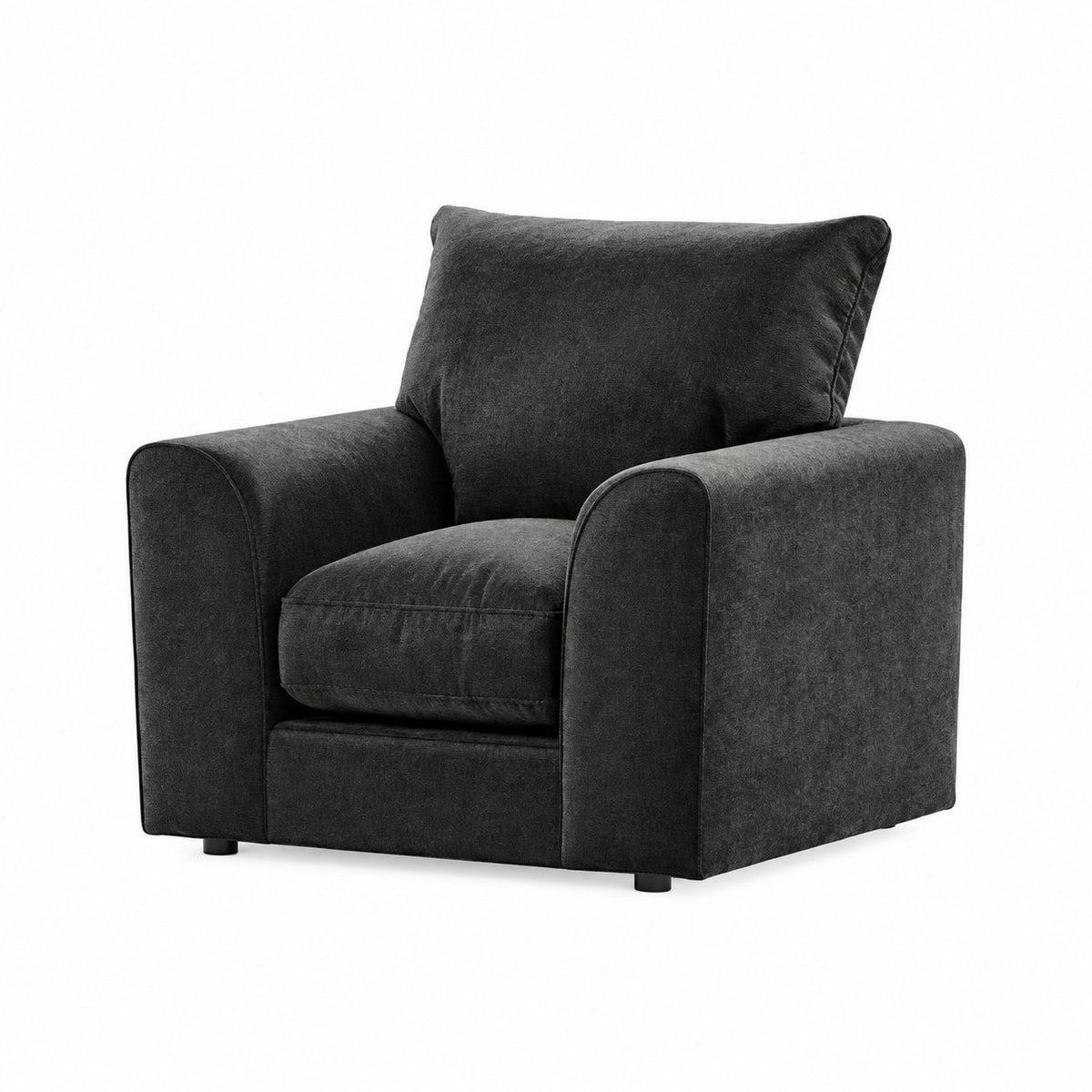 Plush Velvet Armchair in Black plush velvet