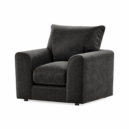Plush Velvet Armchair in Black plush velvet
