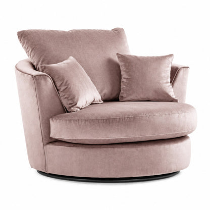 Plush Velvet Swivel Chair in Pink plush velvet