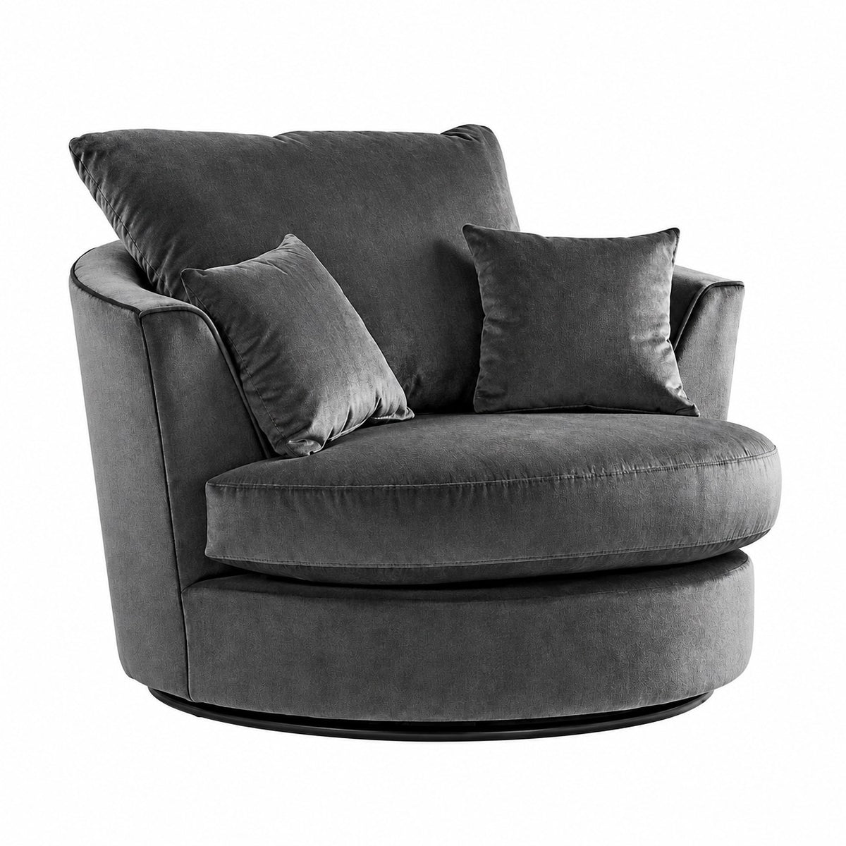 Plush Velvet Swivel Chair in Grey plush velvet