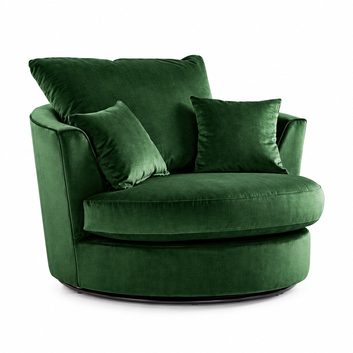 Plush Velvet Swivel Chair in Green plush velvet