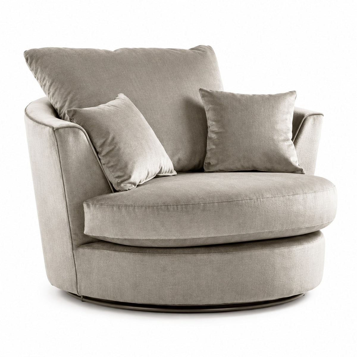 Plush Velvet Swivel Chair in Beige plush velvet