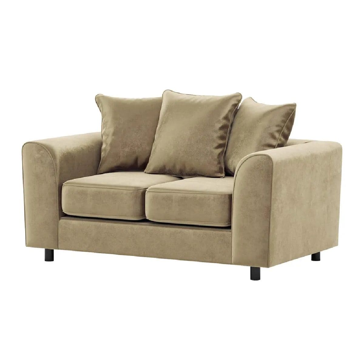 Plush Velvet Sofa 2 Seater in Beige plush velvet