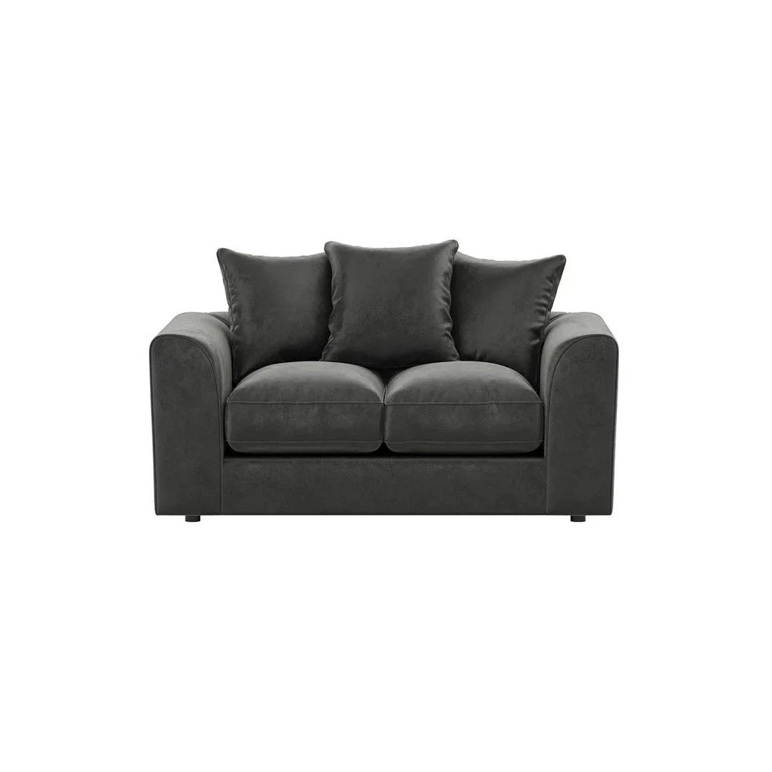 Plush Velvet Sofa 2 Seater in Black plush velvet