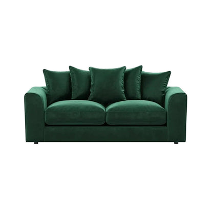 Plush Velvet Sofa 3 Seater in Green plush velvet