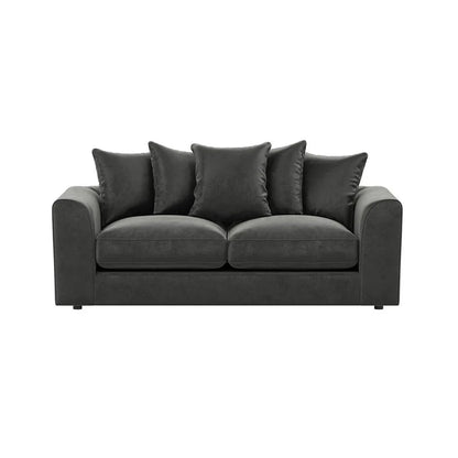 Plush Velvet Sofa 3 Seater in Black plush velvet