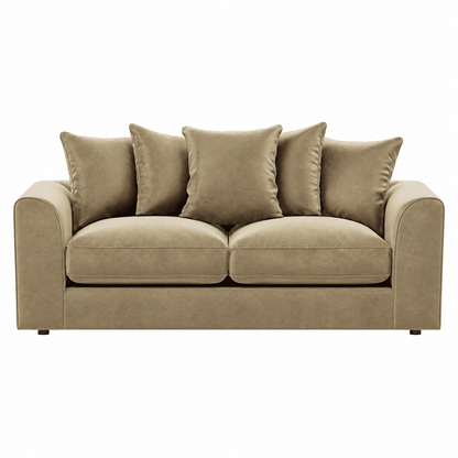 Plush Velvet Sofa 3 Seater in Beige plush velvet