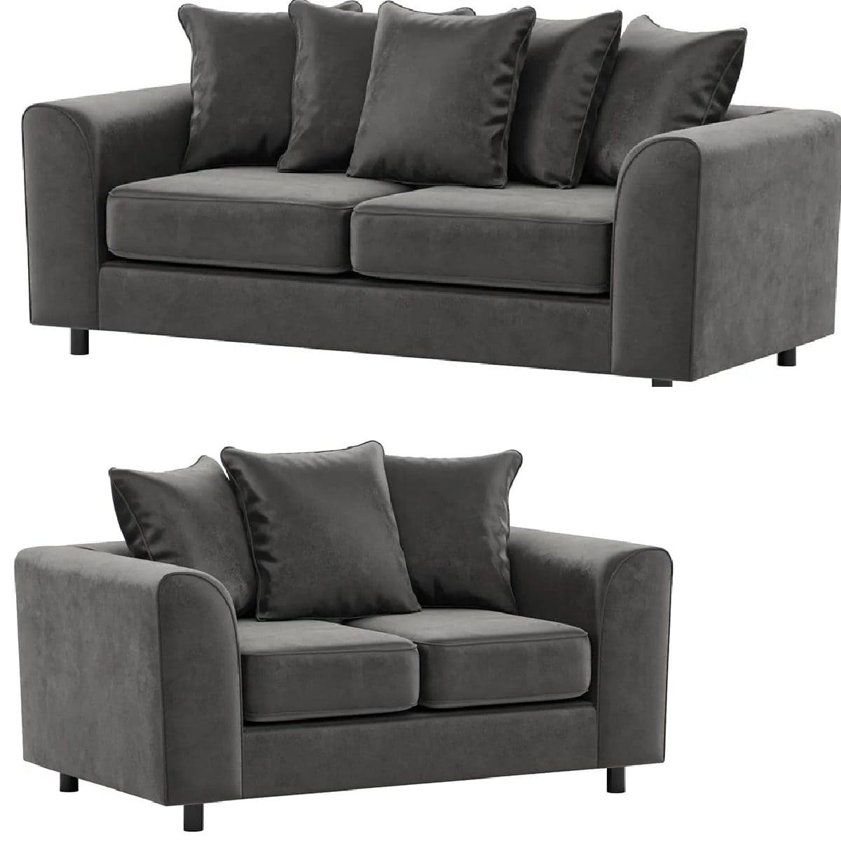 Plush Velvet Sofa Set 3+2 Seater in Grey plush velvet