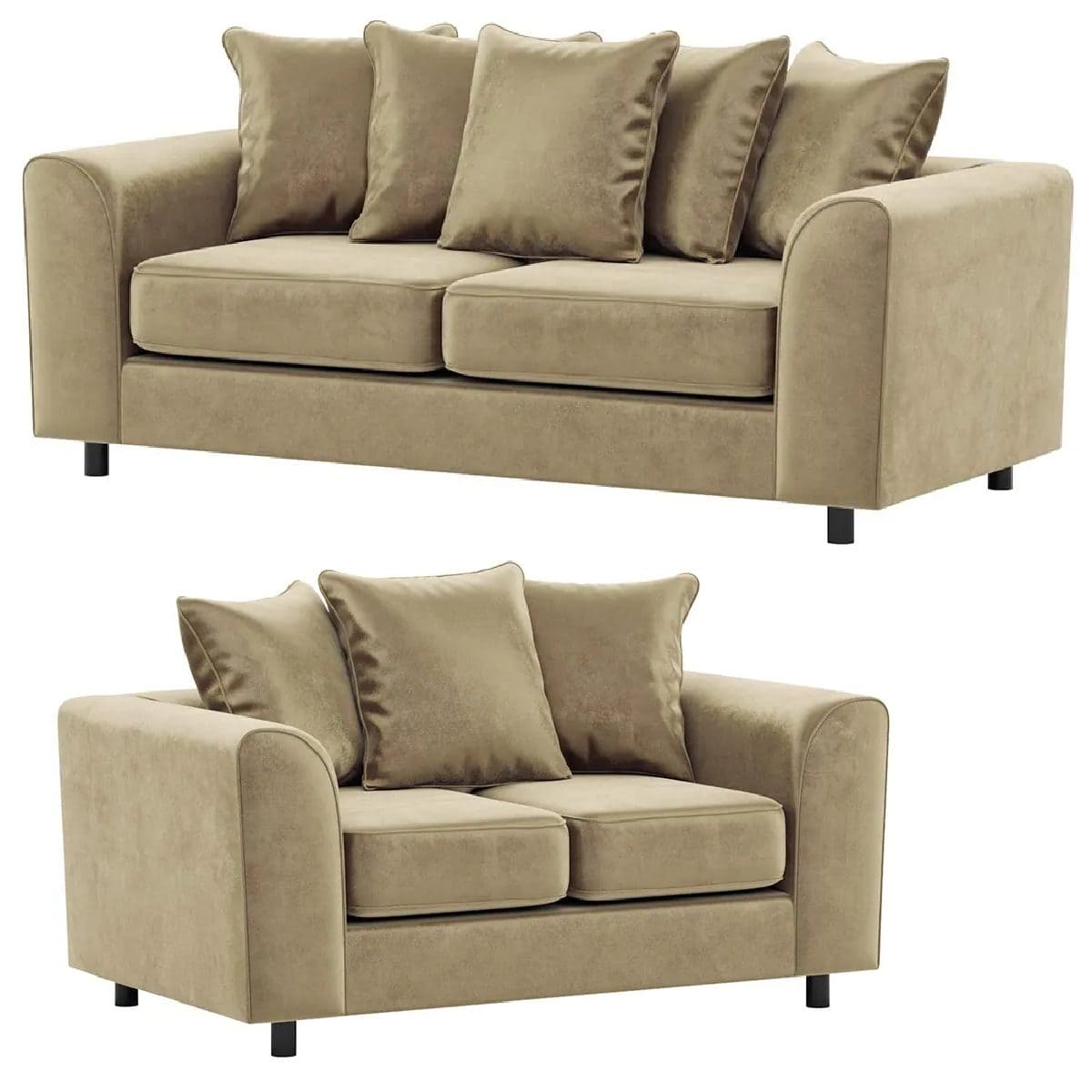 Plush Velvet Sofa Set 3+2 Seater in Beige plush velvet