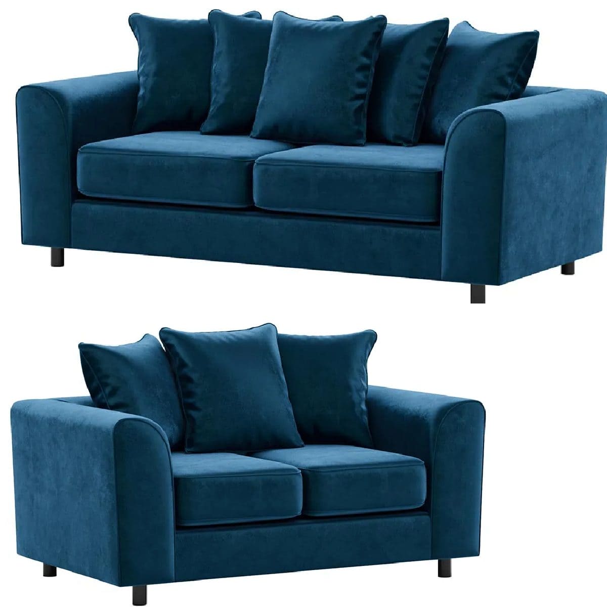 Plush Velvet Sofa Set 3+2 Seater in Blue plush velvet